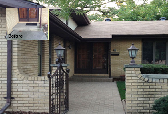Before and after front courtyard